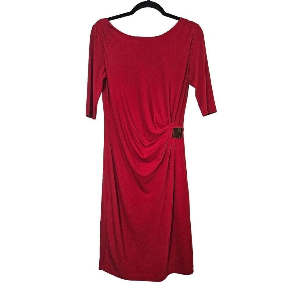 Tahari by Author S. Levine red side cinched midi dress. Size 6.